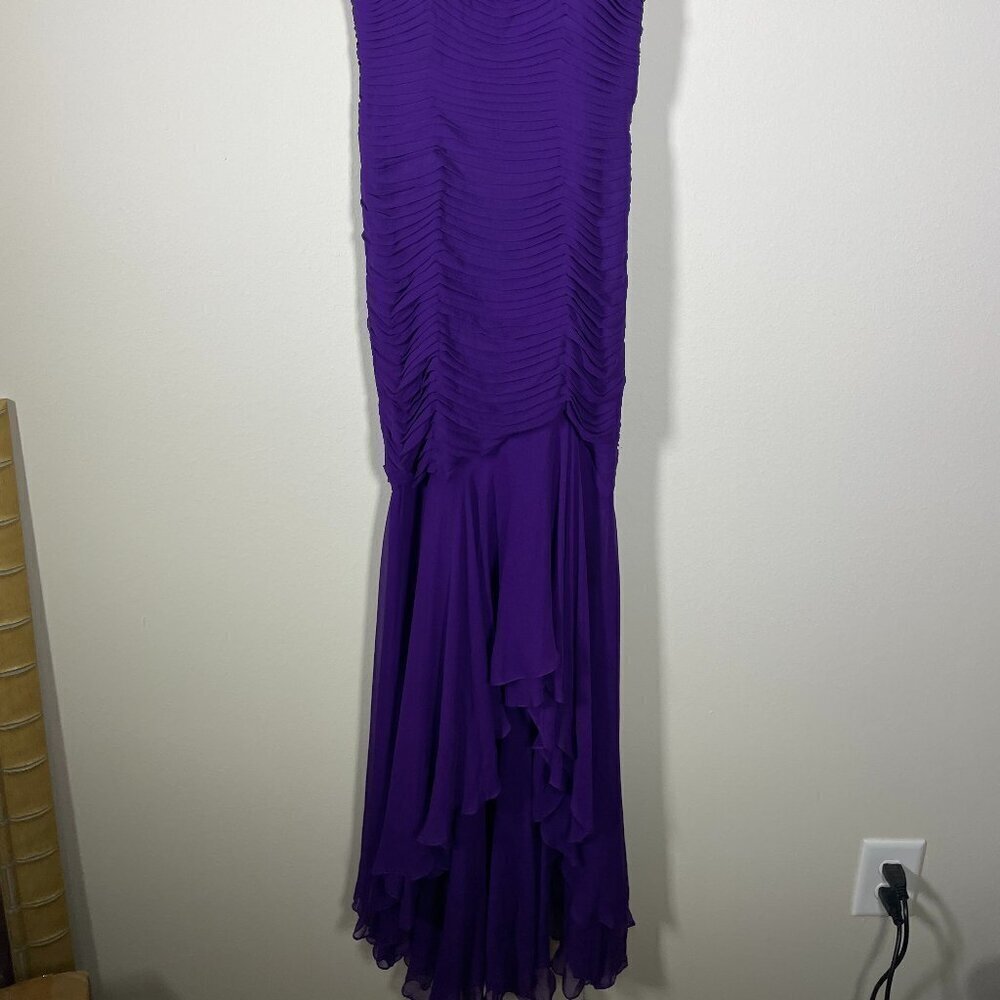 Kurt Thomas Women's Strapless Purple Wedding Ball Gown Chiffon Layered Size: 0 - Picture 2 of 6